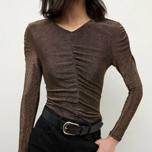 NWT VERONICA BEARD Neeta Top - Antique Gold Size XS